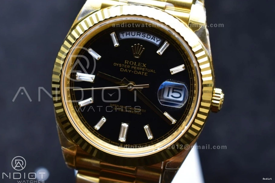 on (Gain THBF Date 1:1 Day Crystal Best 40 Dial Edition Weight) Black VR3255 Bracelet 228238 YG President 1120